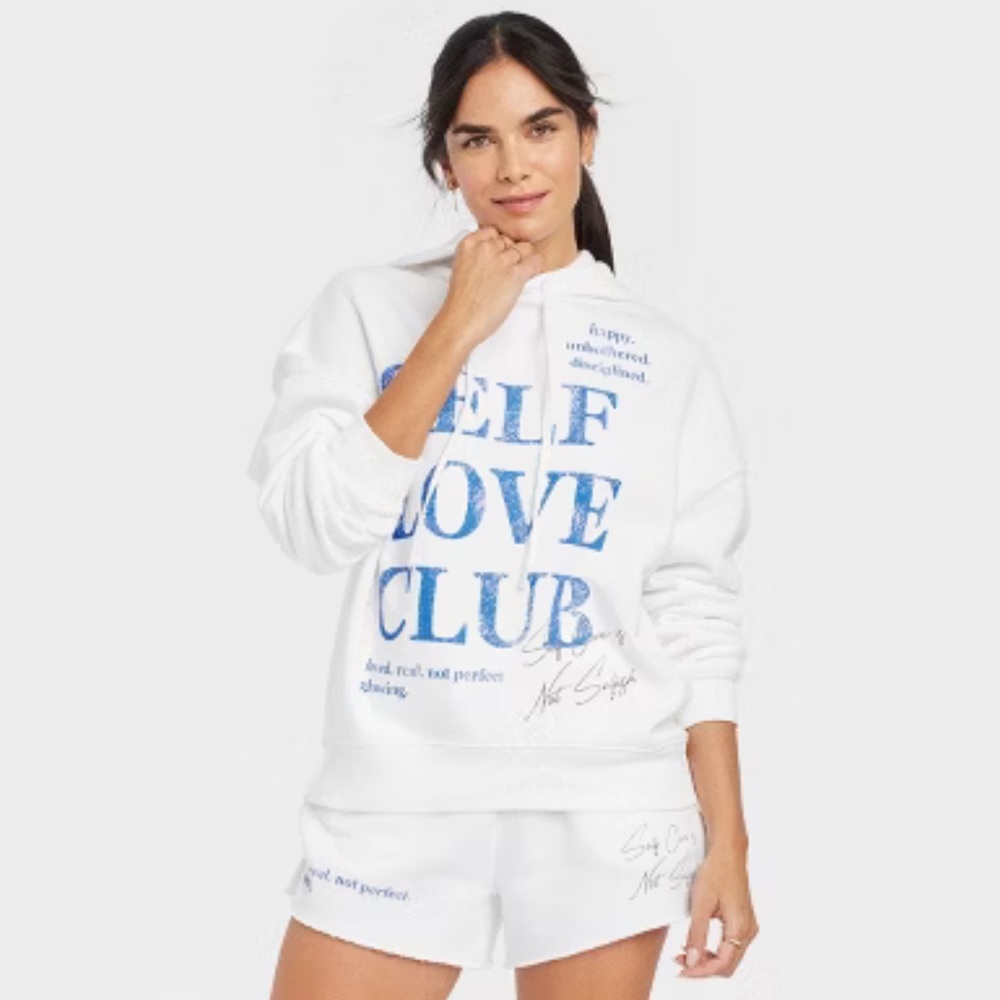 Grayson Threads White Hoodie with Blue 'SELF LOVE CLUB' Print